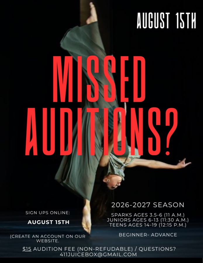 Missed Auditions? Sign ups online August 15th for the 2026-2027 season at JuiceBox Dance Academy